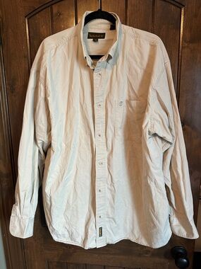 Timberland Light Beige Long Sleeve Button-Down Casual Shirt